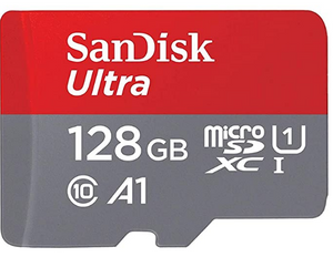 SanDisk Ultra 128GB microSDXC UHS-I card with Adapter - 100MB/s U1 A1 - SDSQUAR-128G-GN6MA