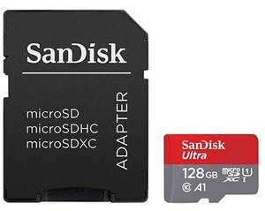 SanDisk Ultra 128GB microSDXC UHS-I card with Adapter - 100MB/s U1 A1 - SDSQUAR-128G-GN6MA